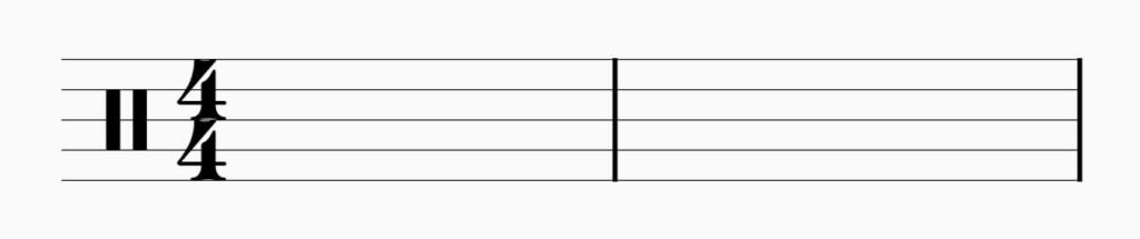 4/4 time signature with staff