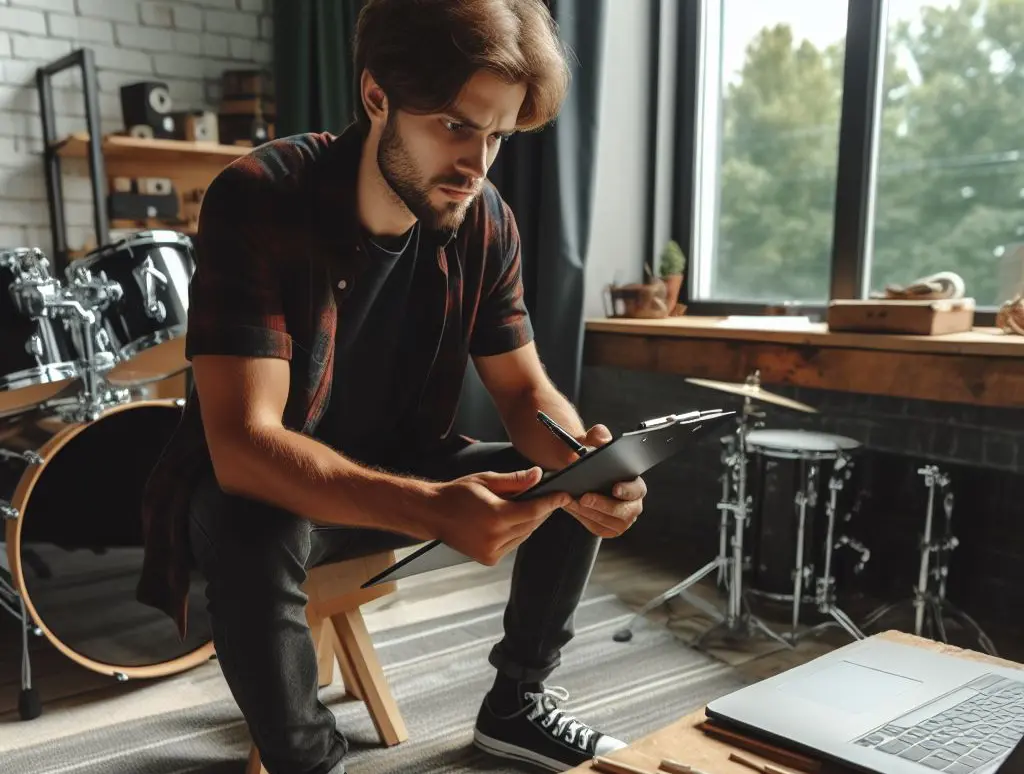 drummer documenting his equipment in the studio